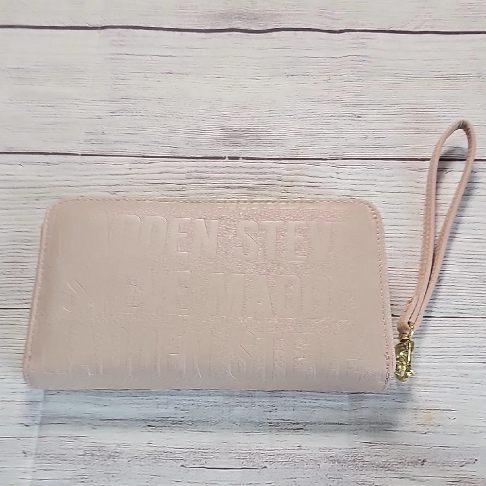 Steve Madden Dusty Pink Wallet Wristlet Textured Leather - Picture 10 of 15